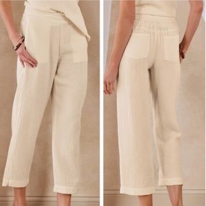 SOFT SURROUNDINGS NWT BEACH BOUND PULL ON GAUZE CROP PANTS ECRU